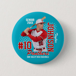 Op maat gemaakt honkbalteamfoto seniorenavond spor ronde button 5,7 cm