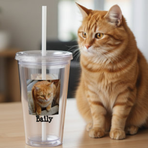 Op maat gemaakt huisdier kat hond foto persoonlijk acryl drinkbeker