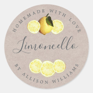 Op maat gemaakt limoncello etiket van kraftpapier