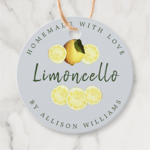 Op maat gemaakt limoncello in pastelblauw bedankjes labels