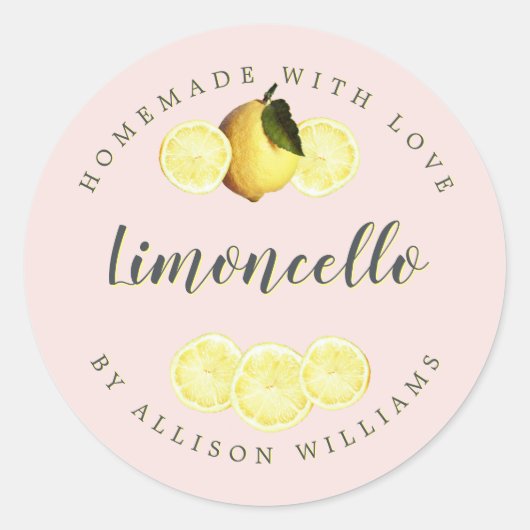 Op maat gemaakt Limoncello Roze Label (Voorkant)