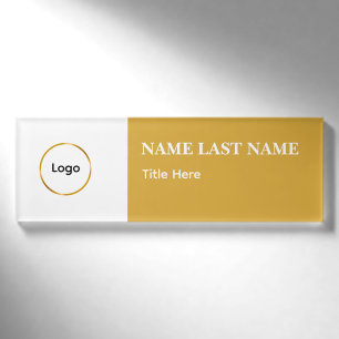 Op maat gemaakt logo Elegante stoffige blauw witte Naambadge