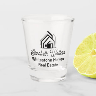 Op maat gemaakt makelaar logo voor vastgoedbedrijf shot glas