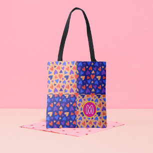 Op maat gemaakt monogram Decora Kawaii Harten Maxi Draagtas