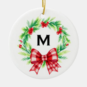 Op maat gemaakt monogram eerste kerst getrouwd orn keramisch ornament