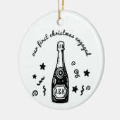 Op maat gemaakt monogram Eerste Kerstmis Verloving Keramisch Ornament (Links)