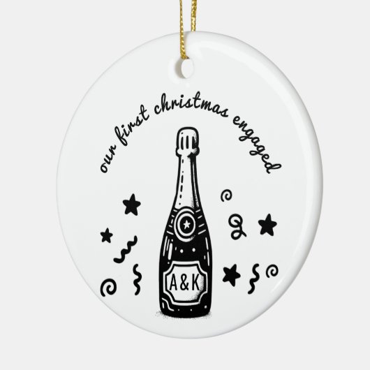 Op maat gemaakt monogram Eerste Kerstmis Verloving Keramisch Ornament (Links)