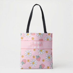 Op maat gemaakt monogram Elegante aardbeiroze made Draagtas