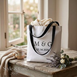 Op maat gemaakt monogram en datum gepersonaliseerd draagtas