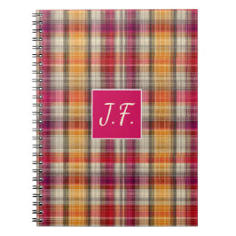 Op maat gemaakt monogram gingham stijlpatroon notitieboek