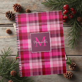 Op maat gemaakt monogram gingham stijlpatroon notitieboek
