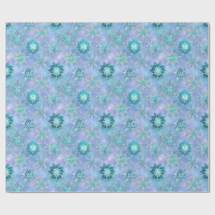 Op maat gemaakt monogram Icy Blue & Teal Winter Sn Cadeaupapier