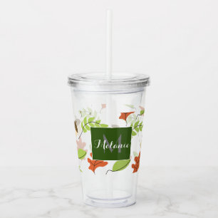 Op maat gemaakt monogram met herfstbladeren acryl drinkbeker