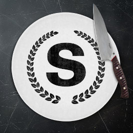 Op maat gemaakt monogram met laurierbladeren snijplank