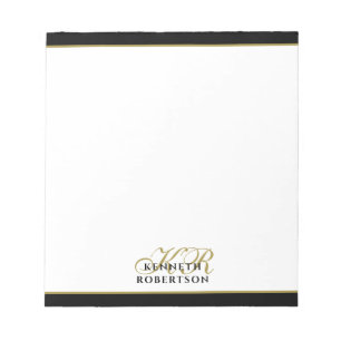 Op maat gemaakt monogram minimalist zwart goud sti notitieblok