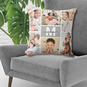 Op maat gemaakt monogram multi foto collage famili kussen