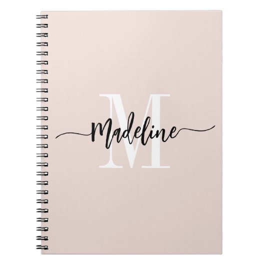 Op maat gemaakt monogram naam modern script krulle notitieboek (Voorkant)
