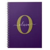 Op maat gemaakt monogram schrift naam paars wit go notitieboek (Voorkant)