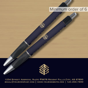 Op maat gemaakt Navy Blue Gouden Logo Pen