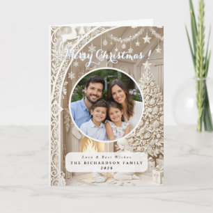 Op maat gemaakt papercut foto vintage Kerstmis Kaart