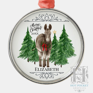 Op maat gemaakt persoonlijk ezel kerstfeest metalen ornament