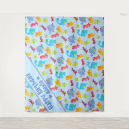 Op maat gemaakt poederblauw leuke dinosauriërs the wandkleed