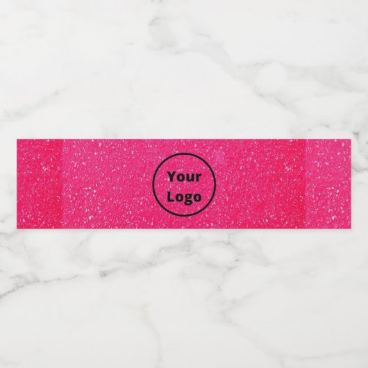 Op maat gemaakt roze logo met ruwe oppervlaktestru waterfles etiket (Enkel label)