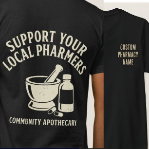 Op maat gemaakt teamoverhemd apotheek, steun lokal t-shirt