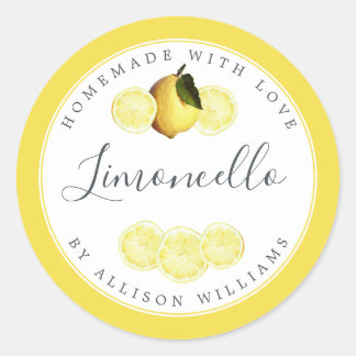 Op maat gemaakt zelfgemaakte limoncello-etiket fel ronde sticker