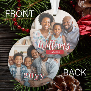 Op maat gemaakte 2 familie foto dubbelzijdige Kers Ornament