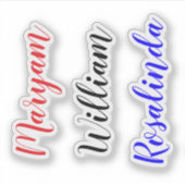 Op maat gemaakte 3 Namen, Tekst Script Waterfles S Sticker (Voorkant)