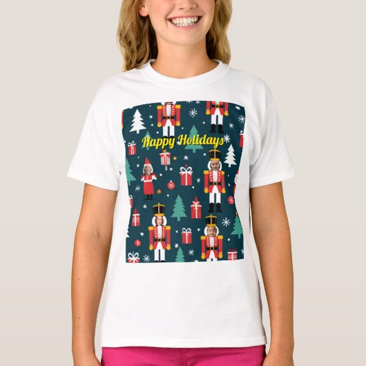 op maat gemaakte 4 gezichts foto Kerst notenkraker T-shirt (Voorkant)
