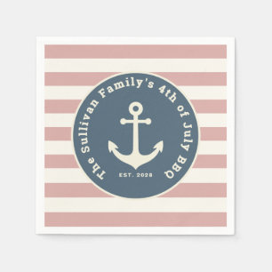 Op maat gemaakte 4 juli BBQ familie naam Nautilus Servet