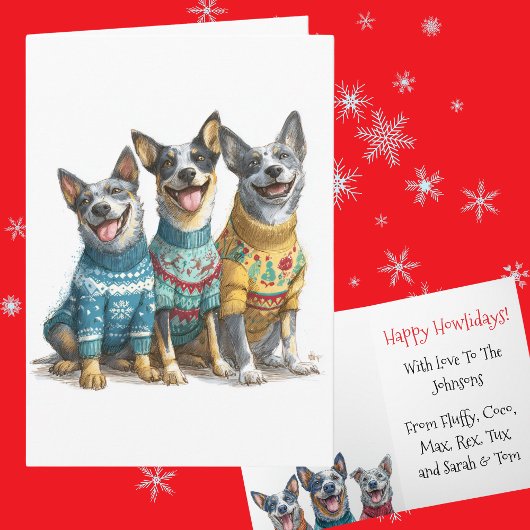 Op maat gemaakte ACD Heeler Kerstmis Horrort-shirt Kaart