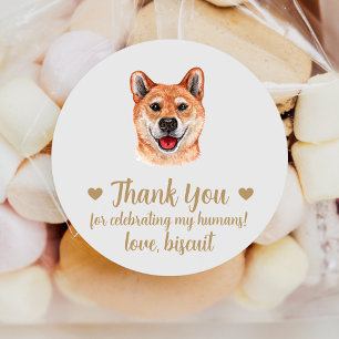 Op maat gemaakte Akita Inu-hond-huwelijksgunststic Ronde Sticker