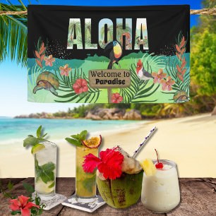 Op maat gemaakte Aloha Tropisch Paradijs Welkomstb Spandoek