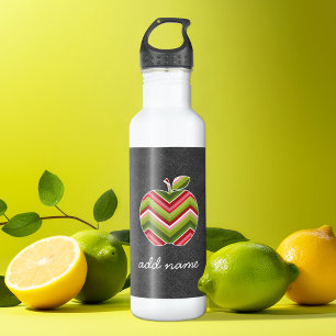 Op maat gemaakte Apple-leraar - Rood groen Chevron Waterfles