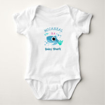 Op maat gemaakte baby naam blauwe haaien T-shirt