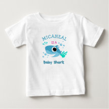 Op maat gemaakte baby naam blauwe haaien T-shirt