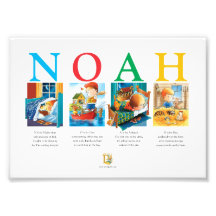 Op maat gemaakte baby naamprint – Noah alfabetkuns