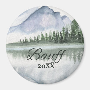 Op maat gemaakte Banff Aquarel Bergmeer Bomen Magneet