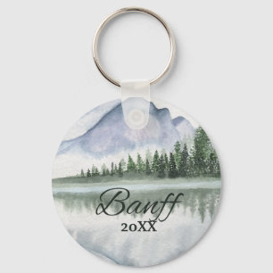 Op maat gemaakte Banff bergmeer bomen Sleutelhanger