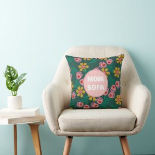 Op maat gemaakte bank bloemen voor mama groen leuk kussen