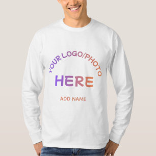 Op maat gemaakte bedrijfslogo en naam lange mouw T T-shirt
