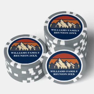 Op maat gemaakte bergzonsondergang Blauwe Blokhut Poker Chips
