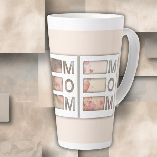 Op maat gemaakte beste Moeder 3 Foto Raster Verjaa Latte Mok