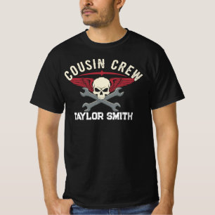Op maat gemaakte Biker Schedel Mechanic Neef Crew T-shirt
