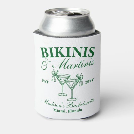 Op maat gemaakte Bikinis en Martinis Afscheidspart Blikjeskoeler (Blikje Achterkant)