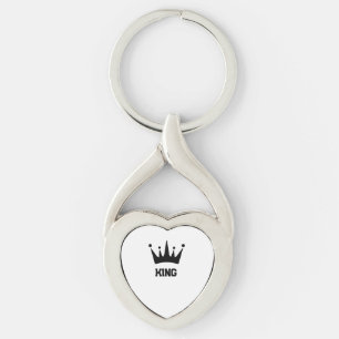 Op maat gemaakte Black Crown King Text Twisted Hea Sleutelhanger