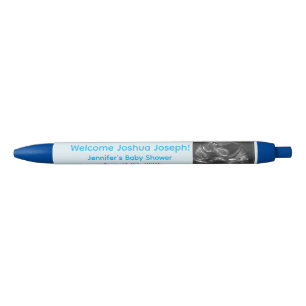 Op maat gemaakte blauwe babyshower foto favorieten inkt pen